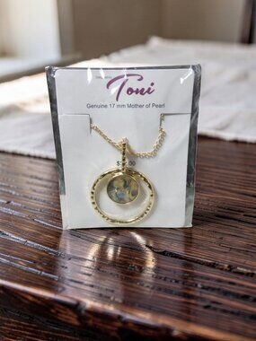 Toni Genuine 17mm Mother of Pearl Necklace  28" adjustable chain